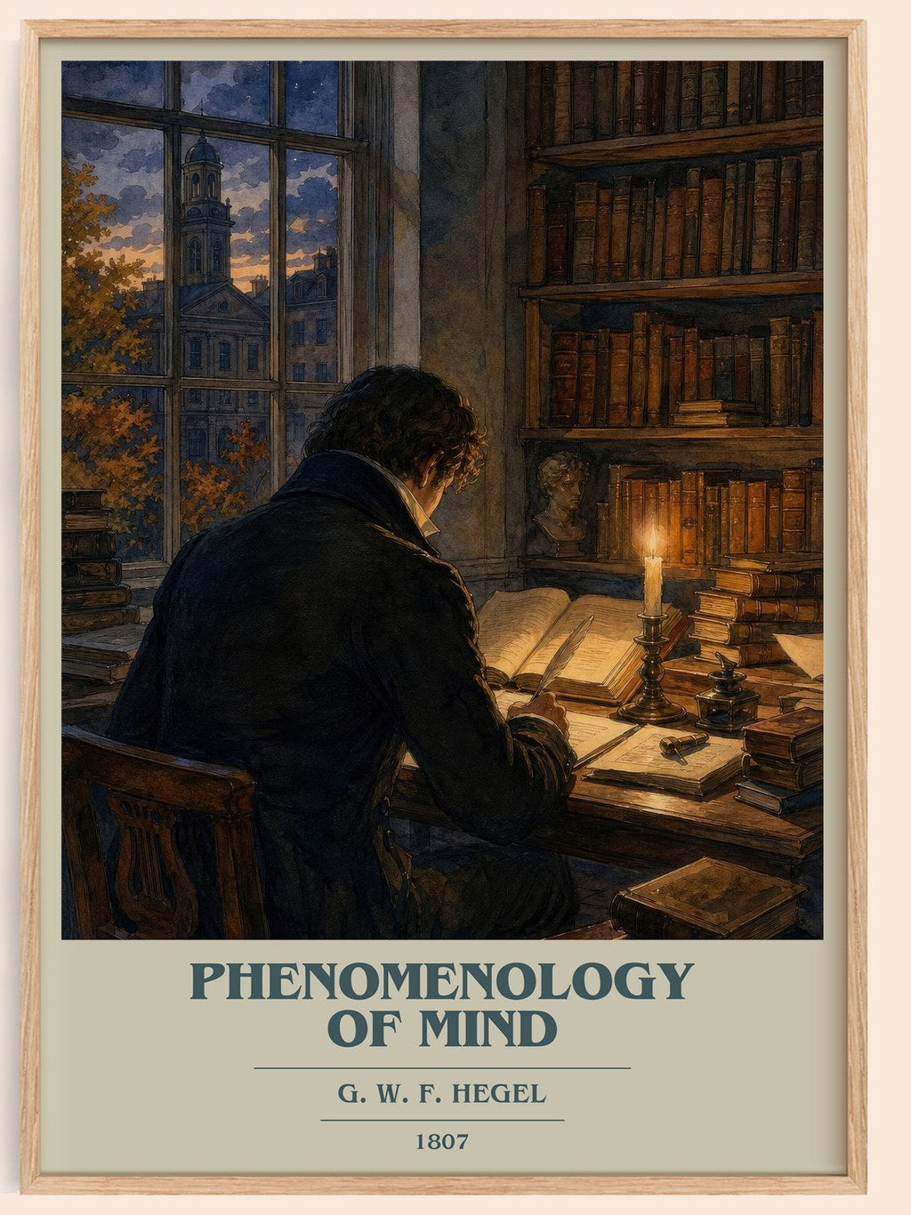 Phenomenology of Mind book cover book poster by G. W. F. Hegel – framed literary art print