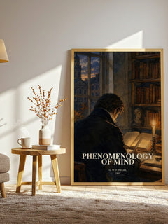 Phenomenology of Mind watercolour print in frame leaning in hallway – philosophy wall art