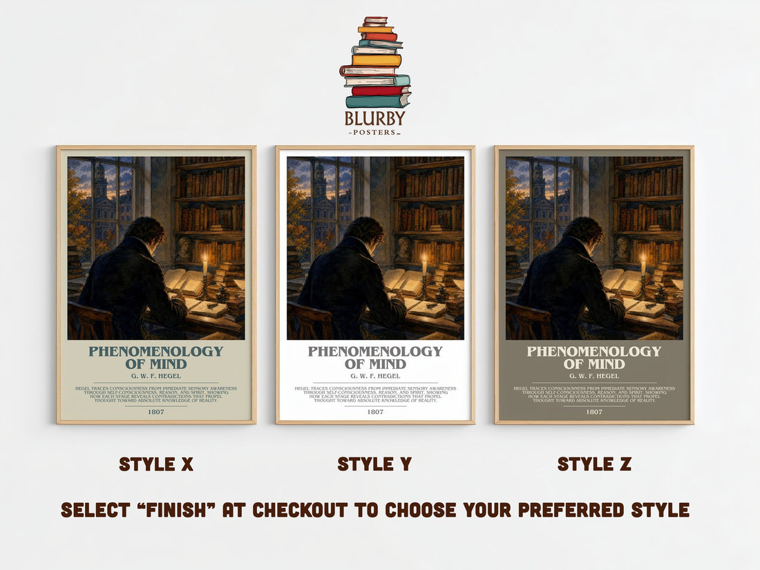 Phenomenology of Mind bookish print framed by window – literary home decor