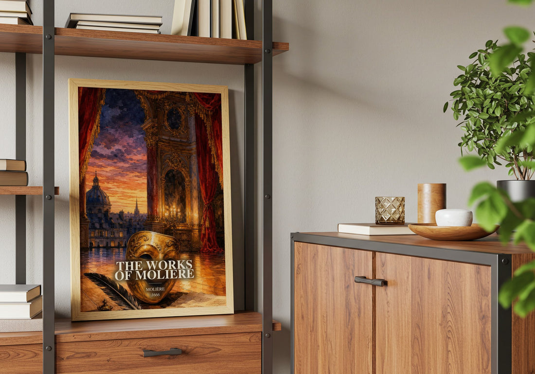 The Works of Moliere book watercolour illustration paper finish options – matte satin gloss