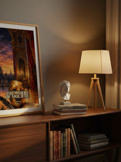 The Works of Moliere watercolour print on bookshelf – Molière fan gift