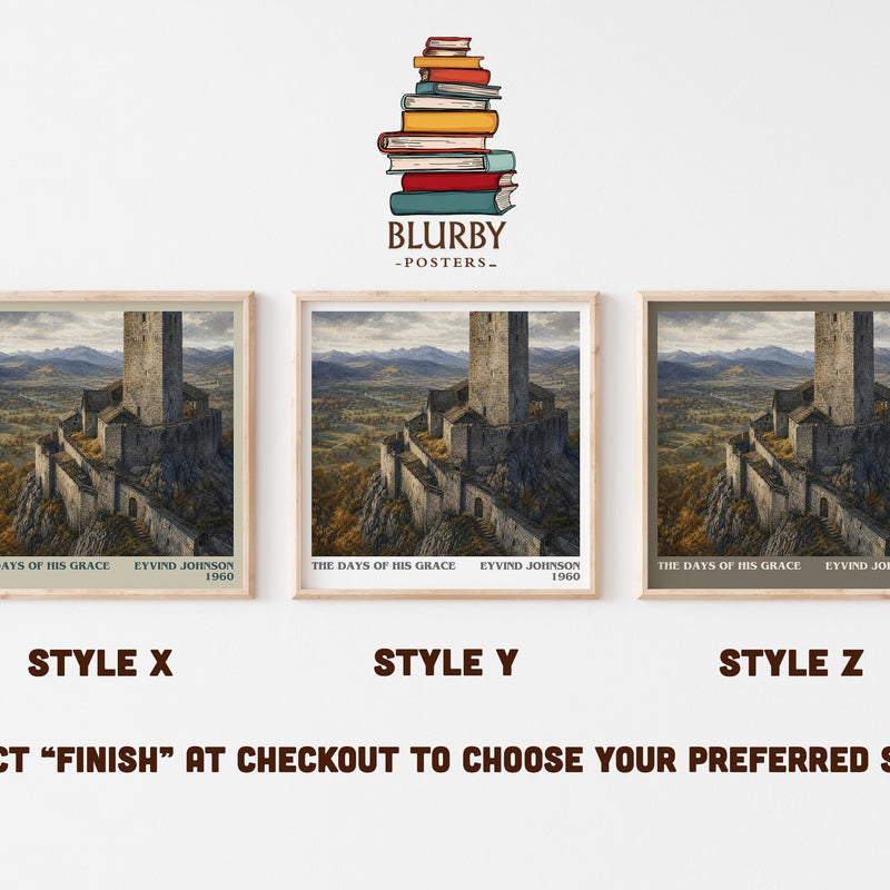 The Days of His Grace literary print in frame leaning in hallway – literary fiction wall art