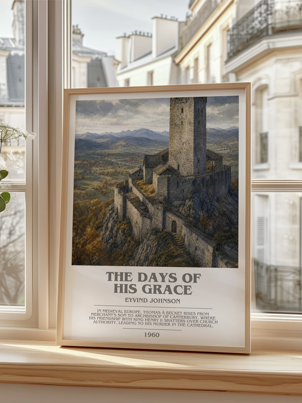 The Days of His Grace Bookish Wall Art by Eyvind Johnson – framed print by a bright window