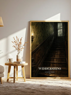 Widdershins watercolour print in frame leaning in hallway – horror wall art