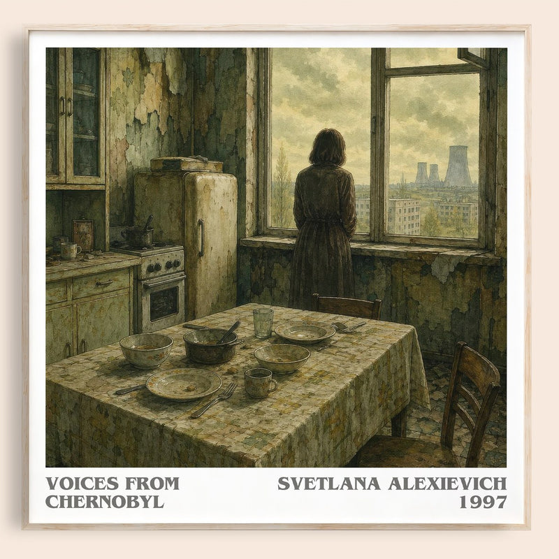 Voices from Chernobyl literary book poster by Svetlana Alexievich – framed literary art print