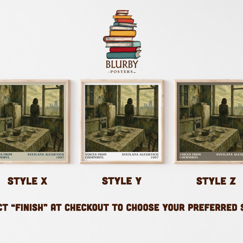 Voices from Chernobyl literary print in frame leaning in hallway – non fiction wall art