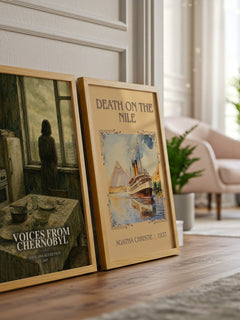 Voices from Chernobyl watercolour print framed by window – literary home decor