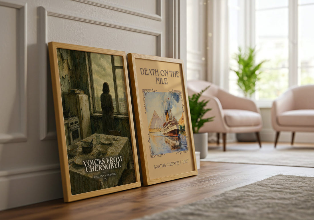 Voices from Chernobyl watercolour print framed by window – literary home decor