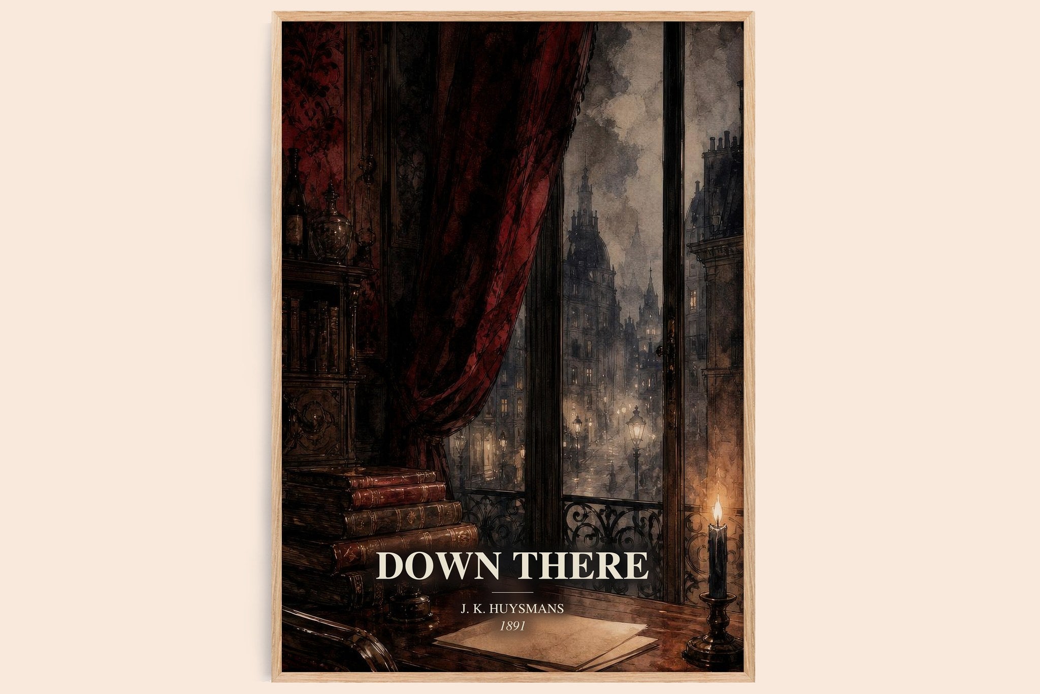 Down There Book Watercolour Illustration by J. K. Huysmans