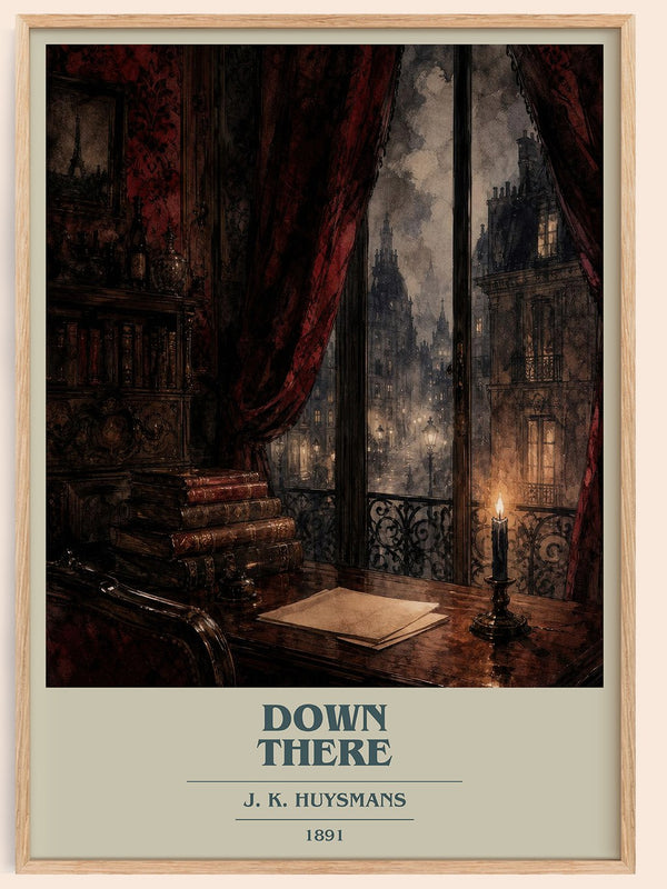 Down There book cover book poster by J. K. Huysmans – framed literary art print