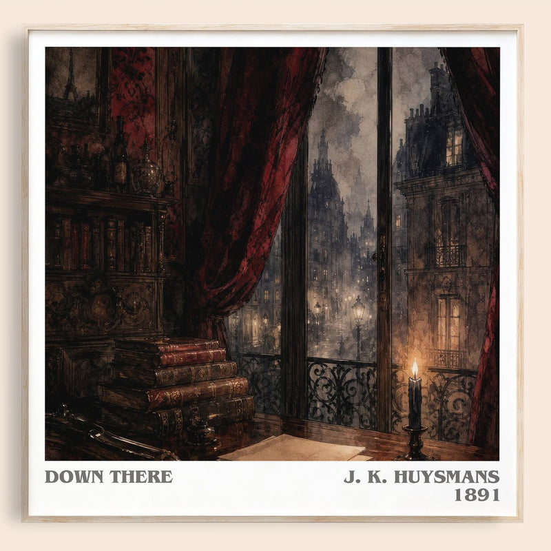 Down There literary book poster by J. K. Huysmans – framed literary art print