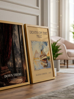 Down There watercolour print framed by window – literary home decor