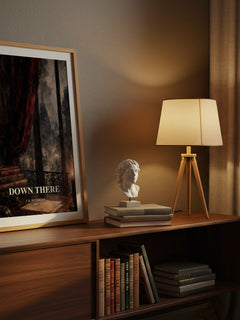 Down There watercolour print on bookshelf – J. K. Huysmans fan gift
