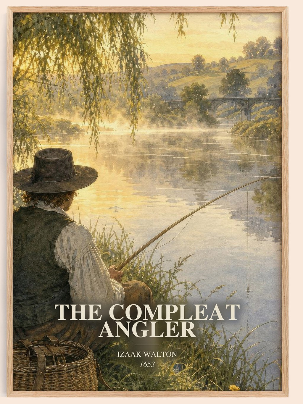 The Compleat Angler watercolour book poster by Izaak Walton – framed literary art print