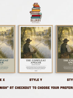 The Compleat Angler Bookish Wall Art by Izaak Walton – Style X, Y and Z side by side – choose your finish