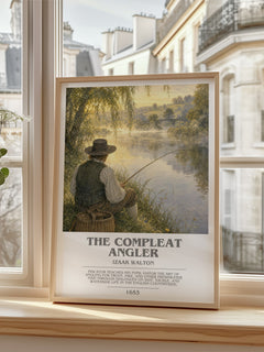 The Compleat Angler Bookish Wall Art by Izaak Walton – framed print by a bright window