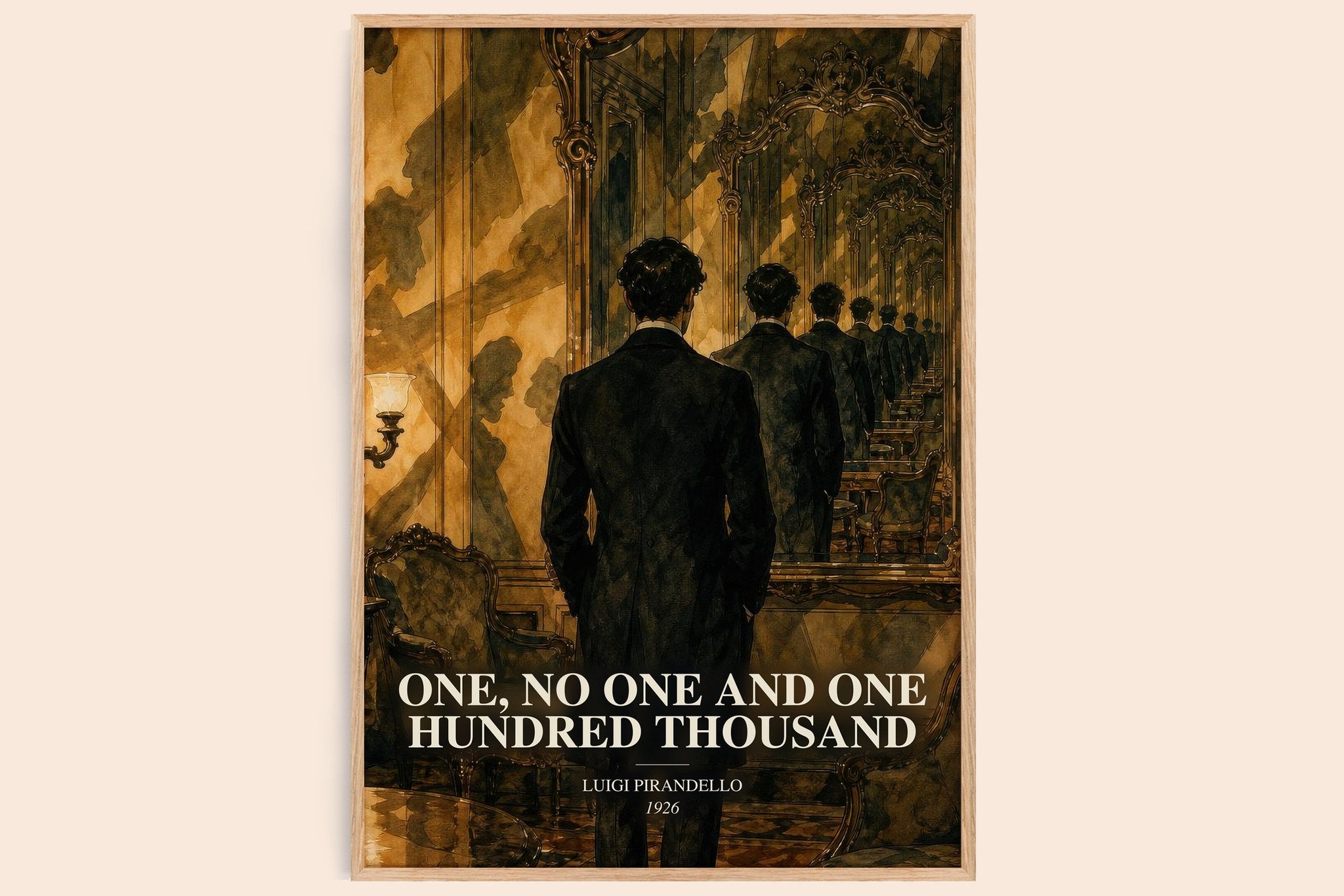 One, No One and One Hundred Thousand Book Watercolour Illustration by Luigi Pirandello
