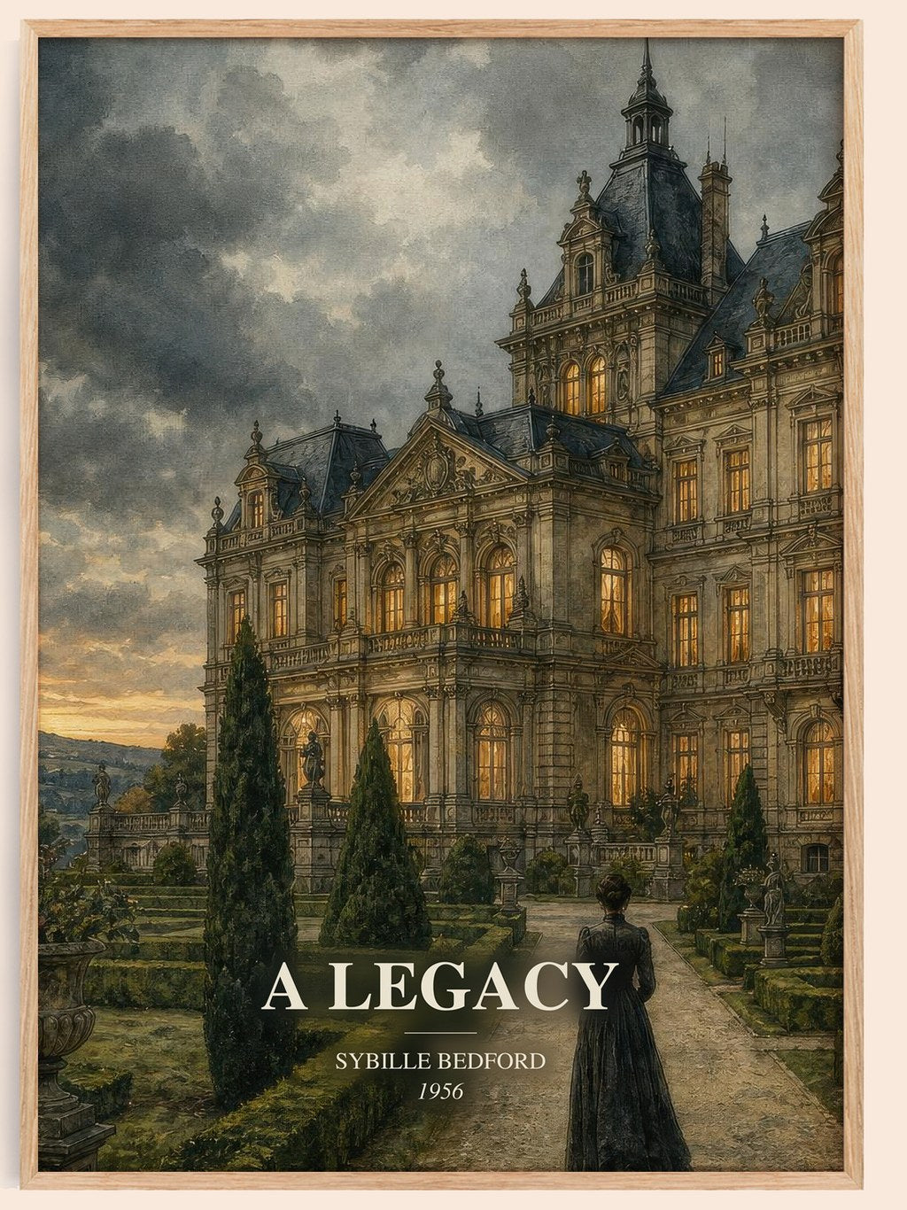 A Legacy watercolour book poster by Sybille Bedford – framed literary art print