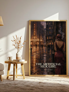 The Artificial Silk Girl watercolour print in frame leaning in hallway – literary fiction wall art