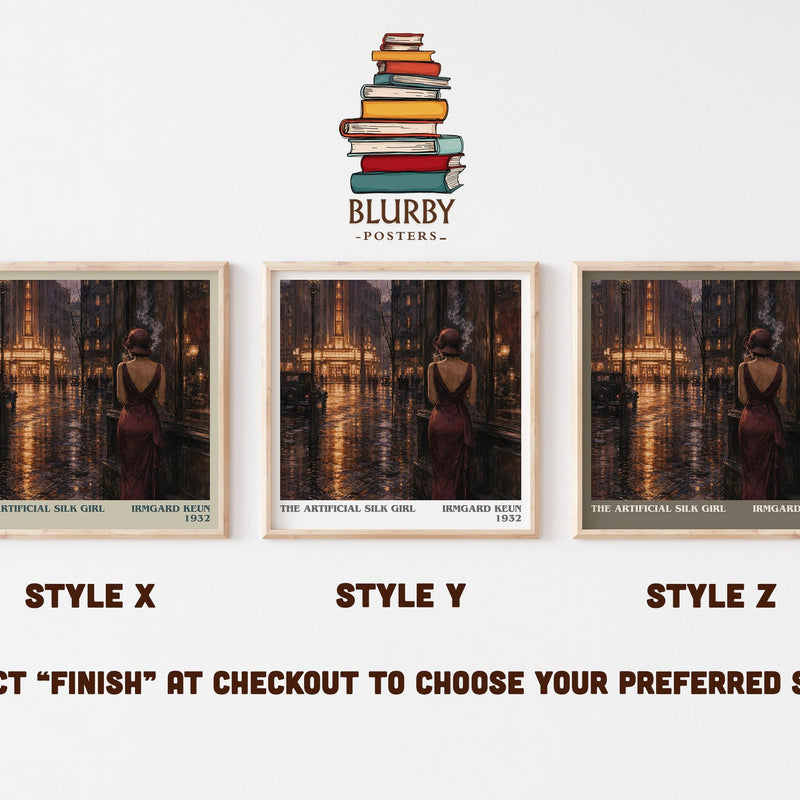 The Artificial Silk Girl literary print in frame leaning in hallway – literary fiction wall art