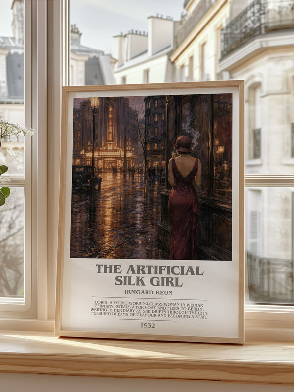 The Artificial Silk Girl Bookish Wall Art by Irmgard Keun – framed print by a bright window
