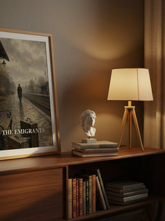 The Emigrants watercolour print on bookshelf – W. G. Sebald fan gift