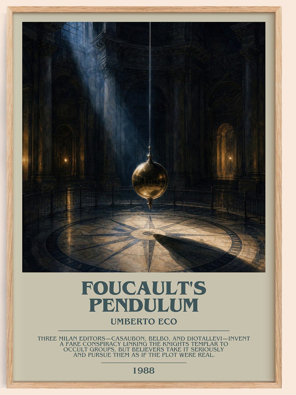 Foucault's Pendulum Bookish Wall Art by Umberto Eco – framed poster