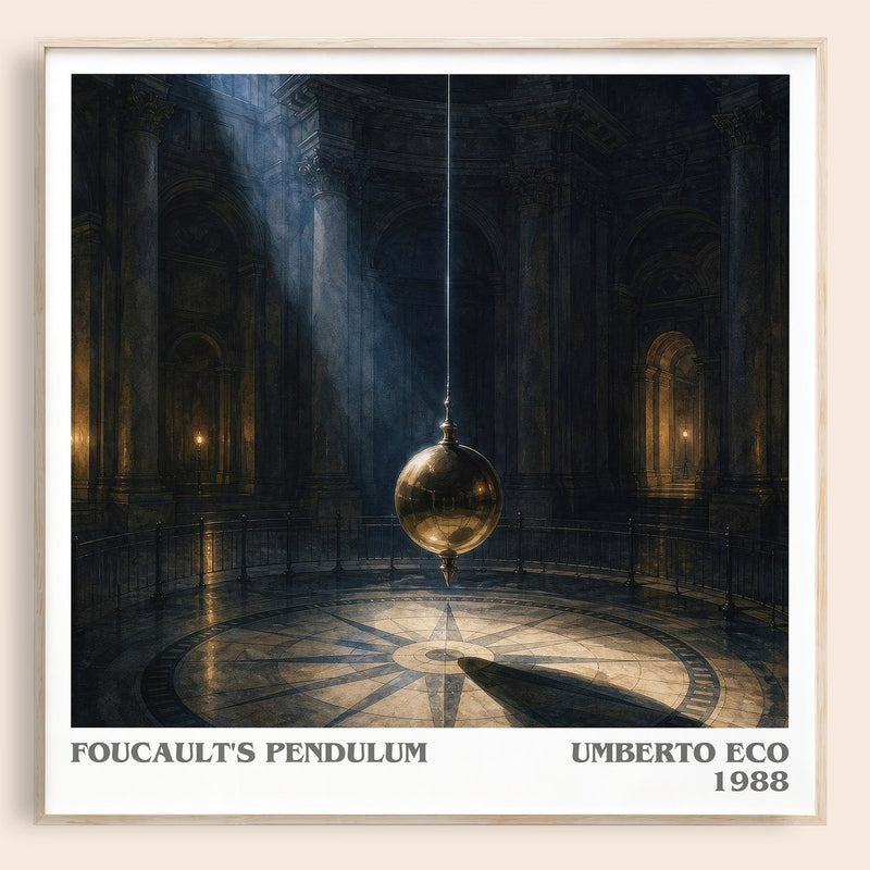 Foucault's Pendulum literary book poster by Umberto Eco – framed literary art print