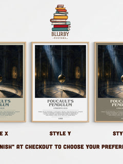 Foucault's Pendulum Bookish Wall Art by Umberto Eco – Style X, Y and Z side by side – choose your finish