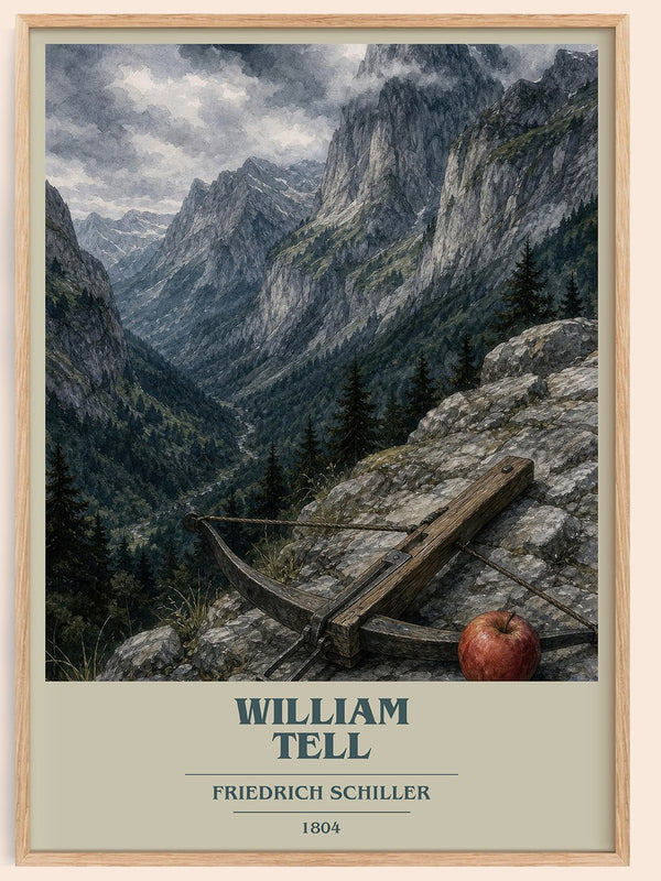 William Tell book cover book poster by Friedrich Schiller – framed literary art print