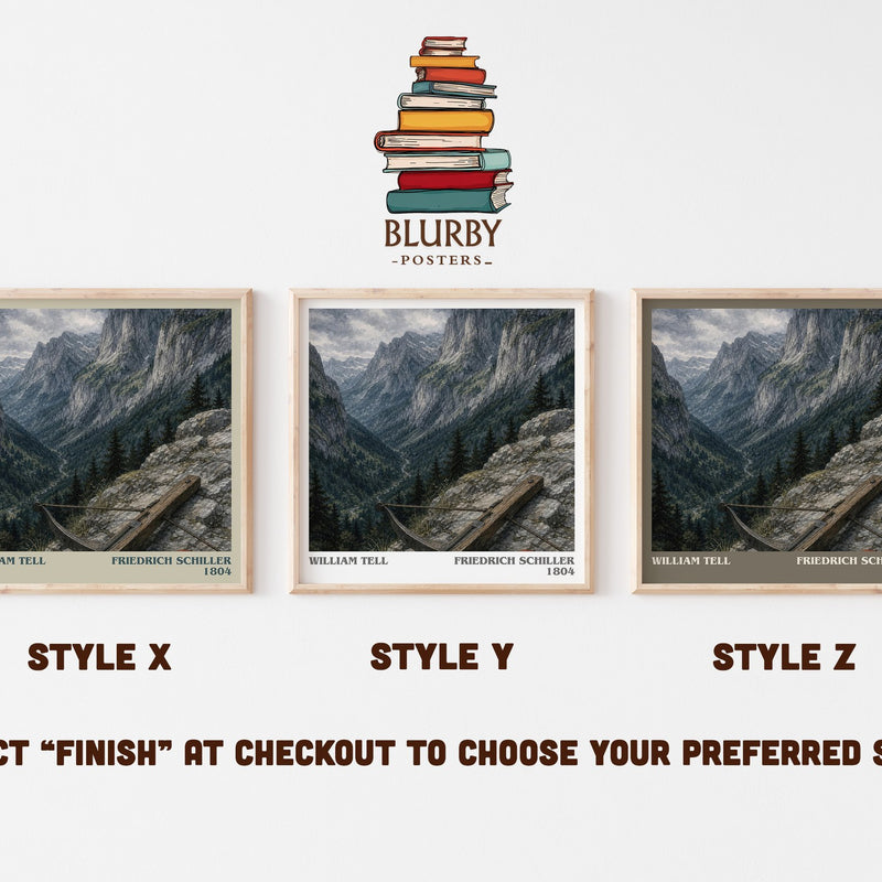William Tell literary print in frame leaning in hallway – classic literature wall art