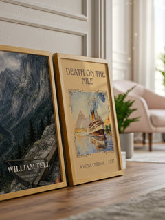 William Tell watercolour print framed by window – literary home decor