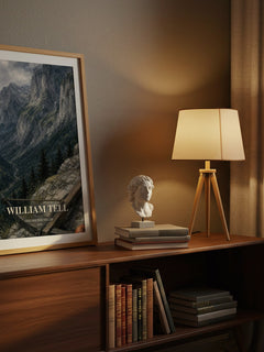 William Tell watercolour print on bookshelf – Friedrich Schiller fan gift