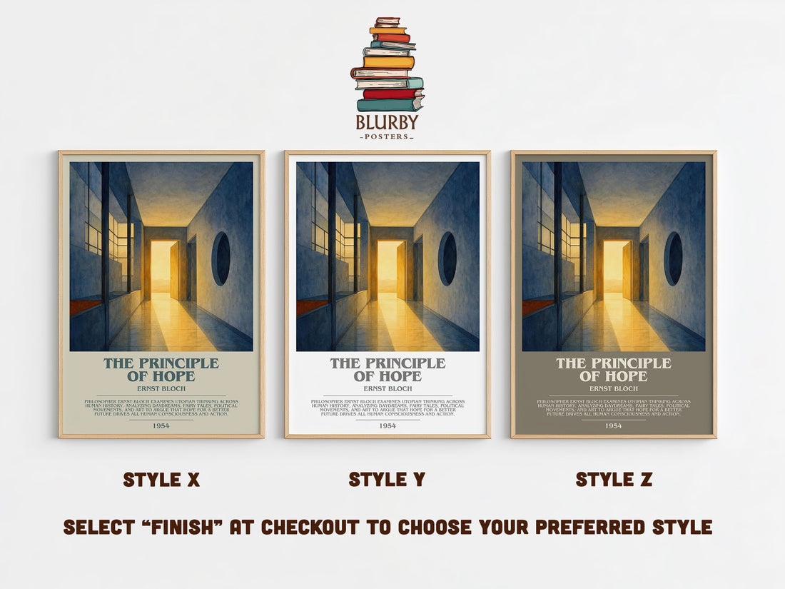 The Principle Of Hope Bookish Wall Art by Ernst Bloch – Style X, Y and Z side by side – choose your finish