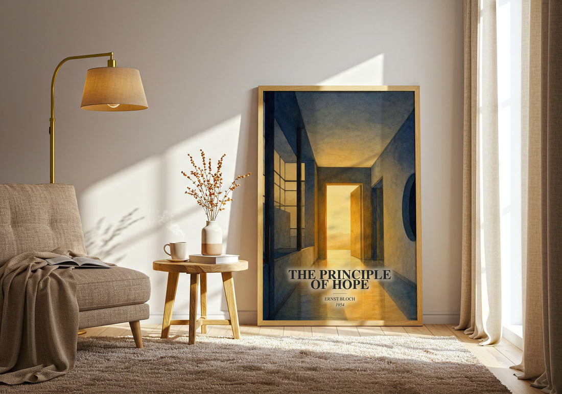 The Principle Of Hope watercolour print in frame leaning in hallway – philosophy wall art