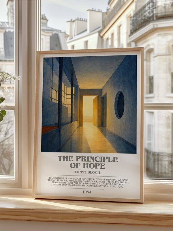 The Principle Of Hope Bookish Wall Art by Ernst Bloch – framed print by a bright window