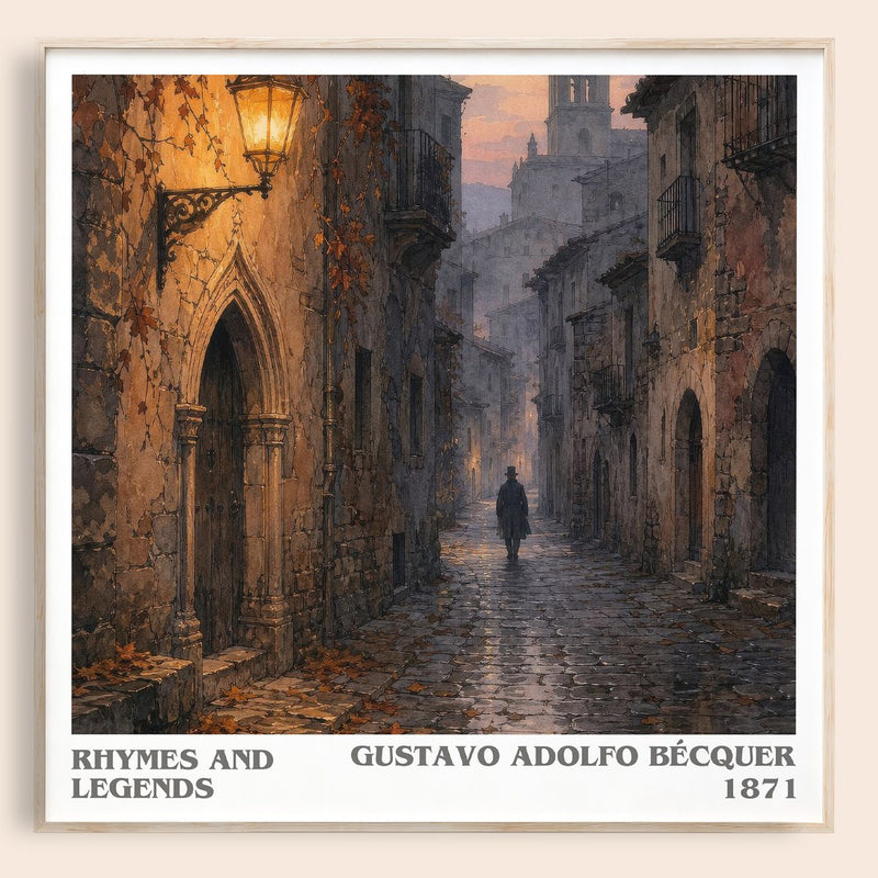 Rhymes And Legends literary book poster by Gustavo Adolfo Bécquer – framed literary art print