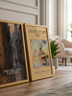 Rhymes And Legends watercolour print framed by window – literary home decor