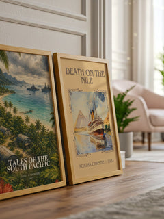 Tales of the South Pacific watercolour print framed by window – literary home decor
