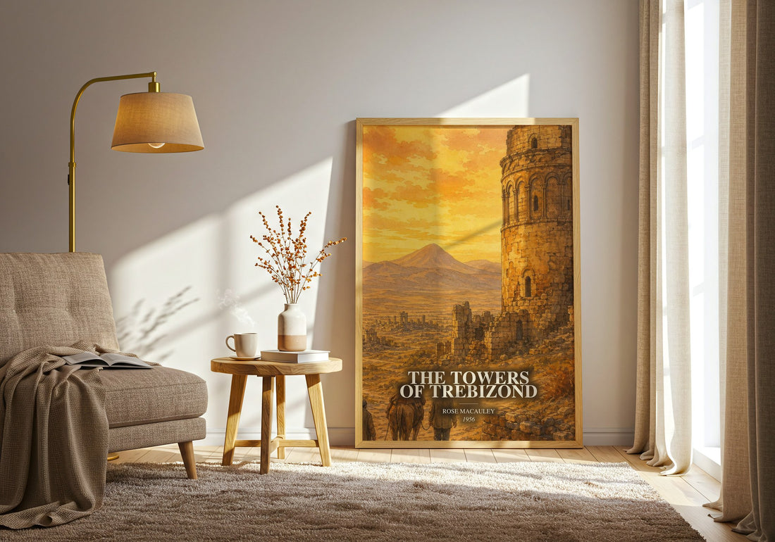 The Towers Of Trebizond watercolour print in frame leaning in hallway – literary fiction wall art