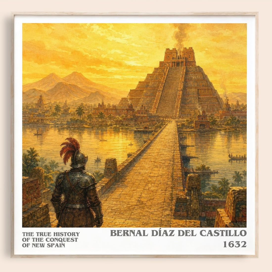 The True History of the Conquest of New Spain literary book poster by Bernal Díaz del Castillo – framed literary art print