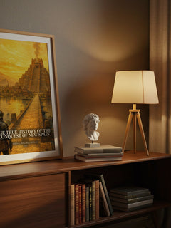The True History of the Conquest of New Spain watercolour print on bookshelf – Bernal Díaz del Castillo fan gift