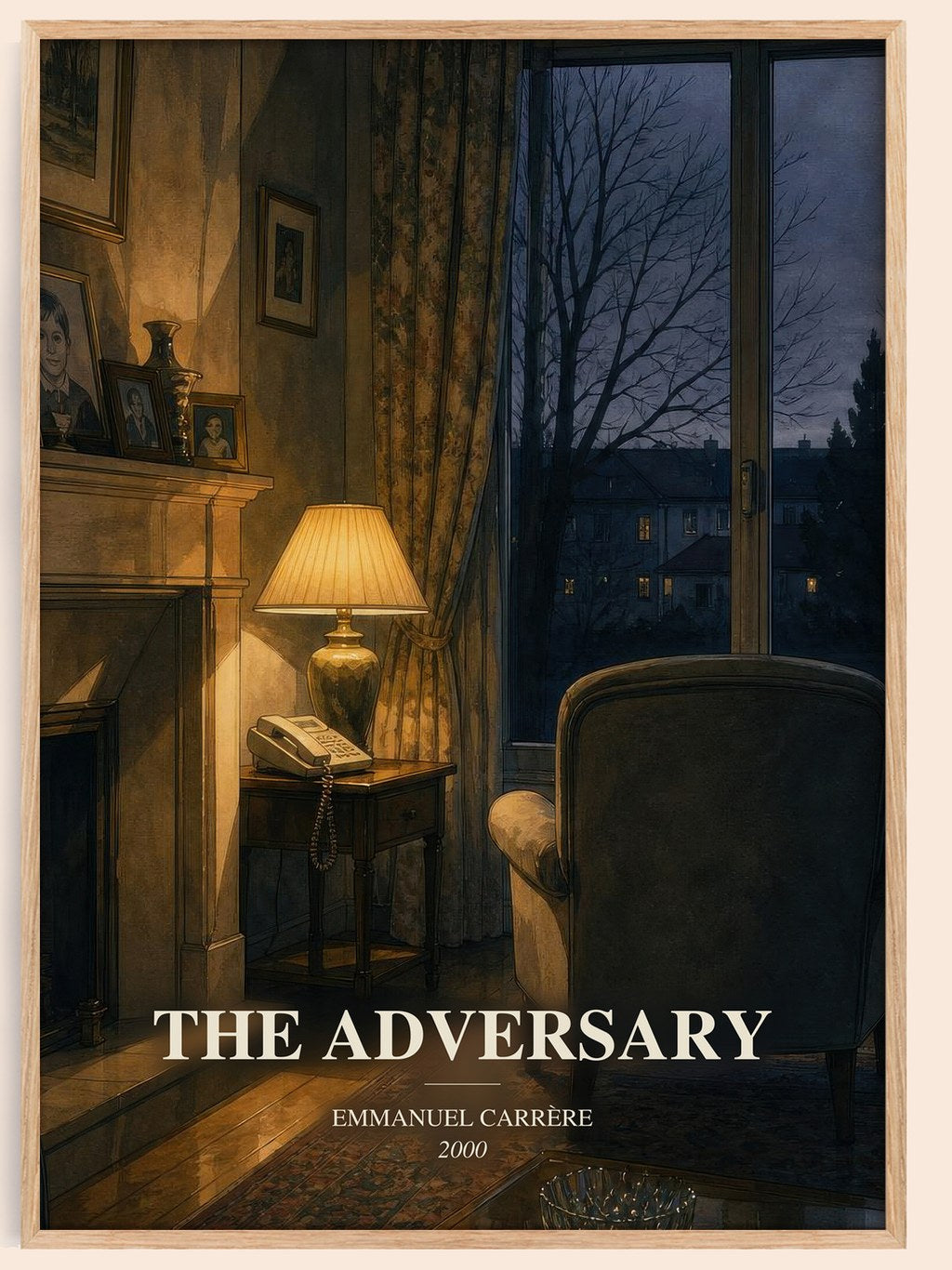The Adversary watercolour book poster by Emmanuel Carrère – framed literary art print