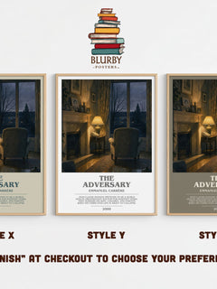 The Adversary Bookish Wall Art by Emmanuel Carrère – Style X, Y and Z side by side – choose your finish