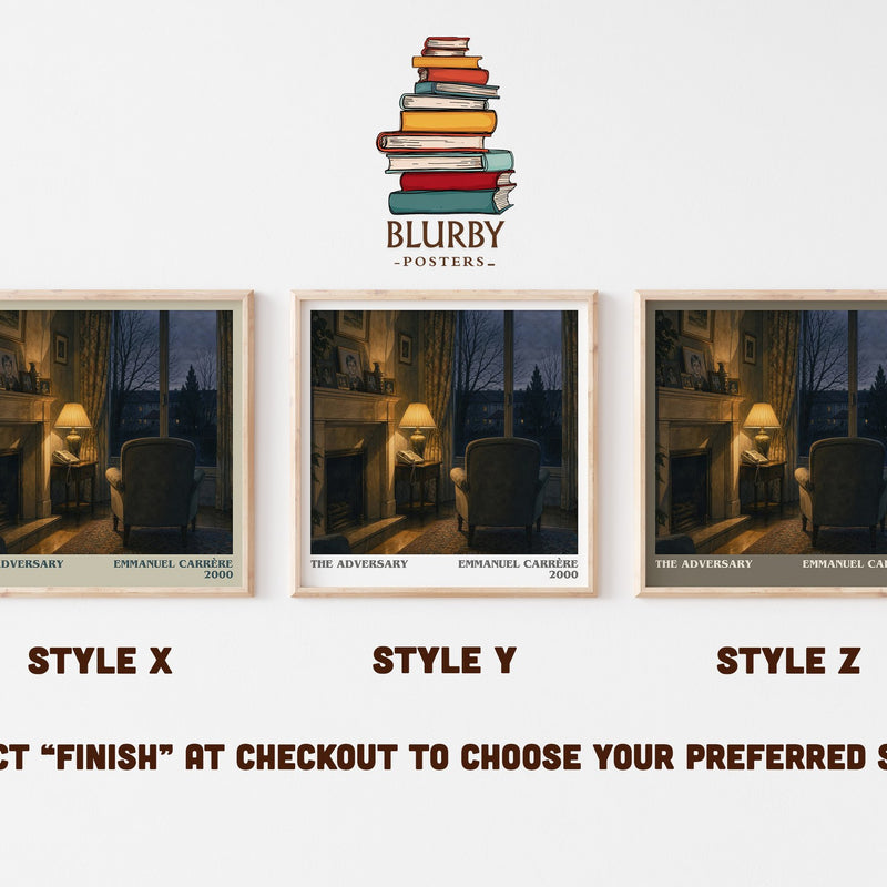 The Adversary literary print in frame leaning in hallway – non fiction wall art