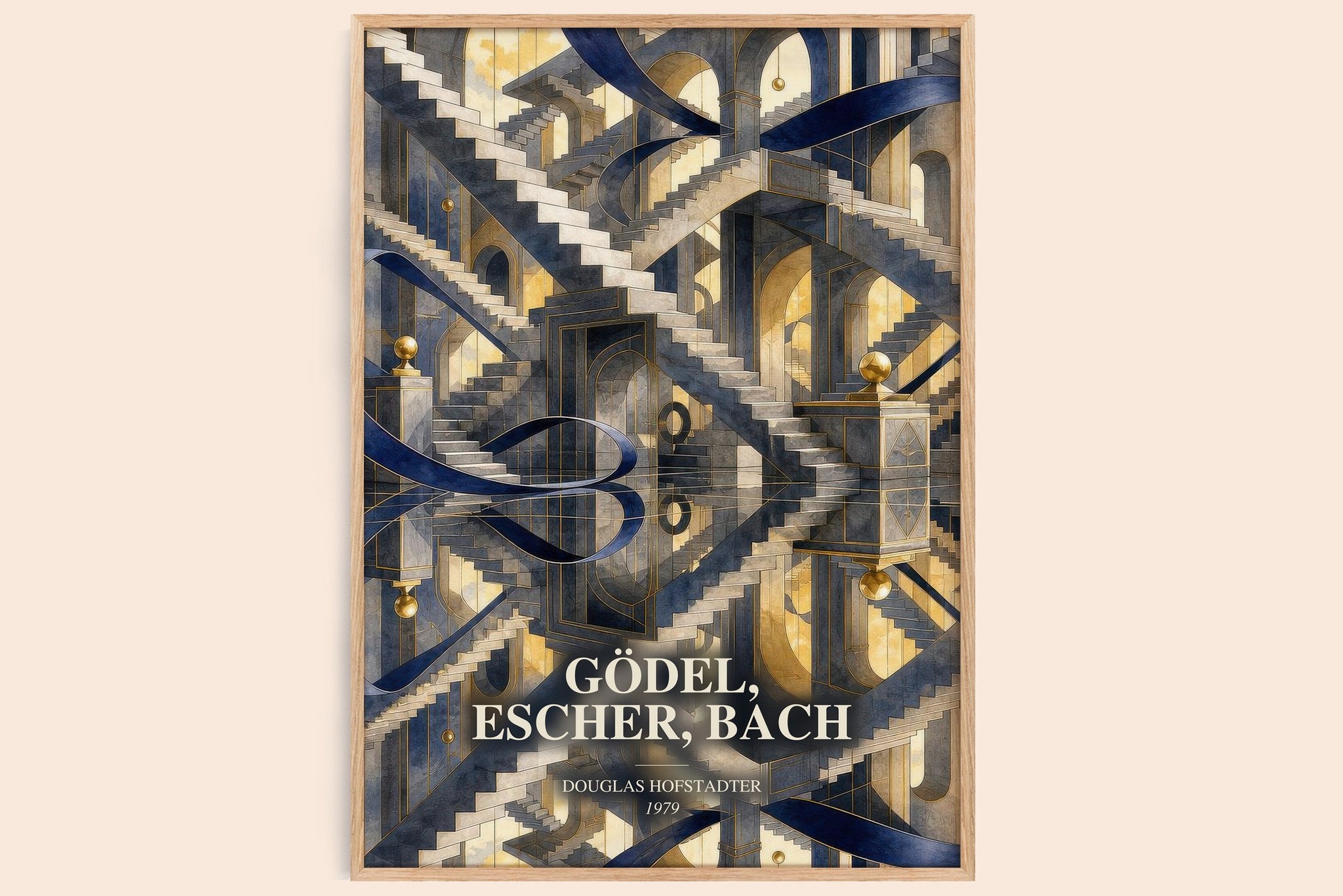 Gödel, Escher, Bach Book Watercolour Illustration by D. Hofstadter