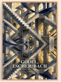 Gödel, Escher, Bach watercolour book poster by Douglas Hofstadter – framed literary art print