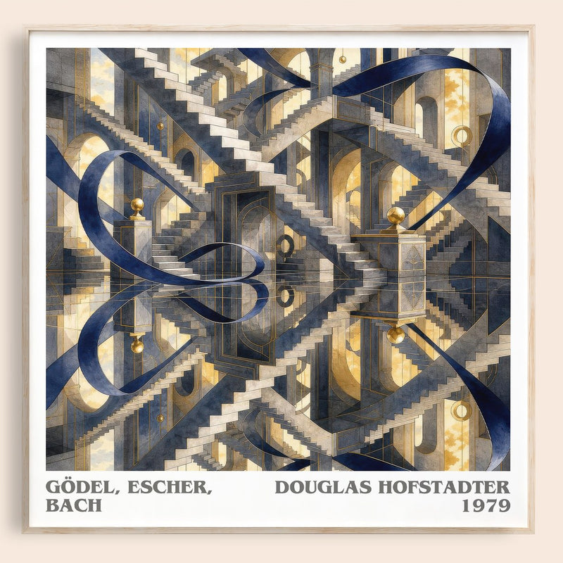 Gödel, Escher, Bach literary book poster by Douglas Hofstadter – framed literary art print