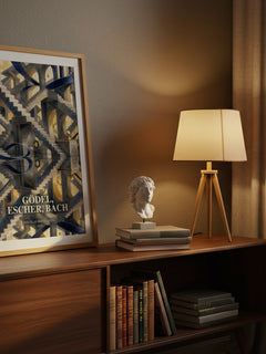 Gödel, Escher, Bach watercolour print on bookshelf – Douglas Hofstadter fan gift