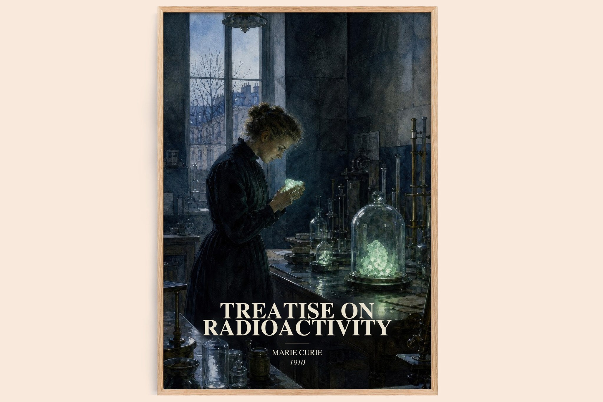 Treatise on Radioactivity Book Watercolour Illustration by Marie Curie